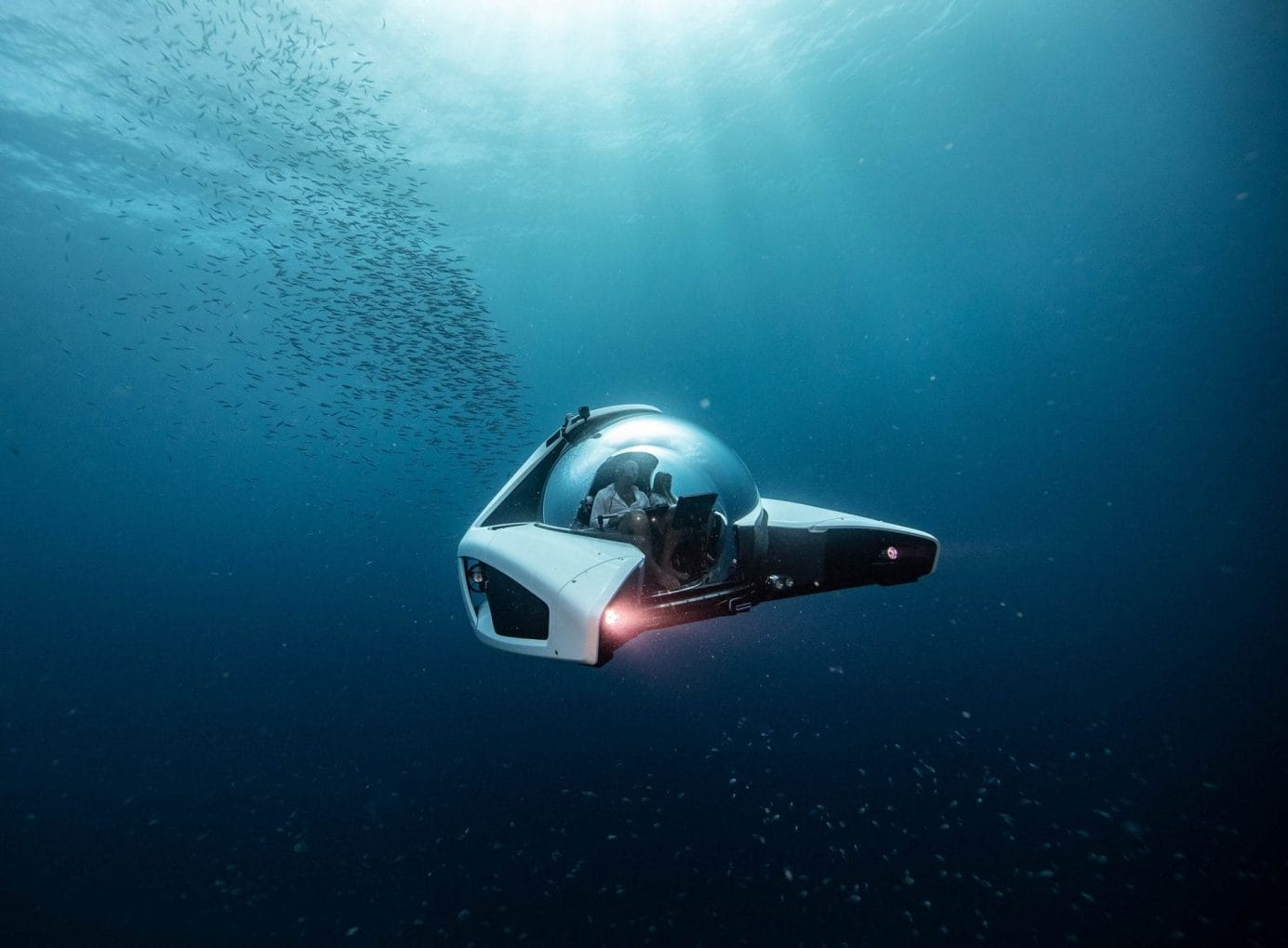 A U-Boat Worx submersible vehicle floating in the ocean.