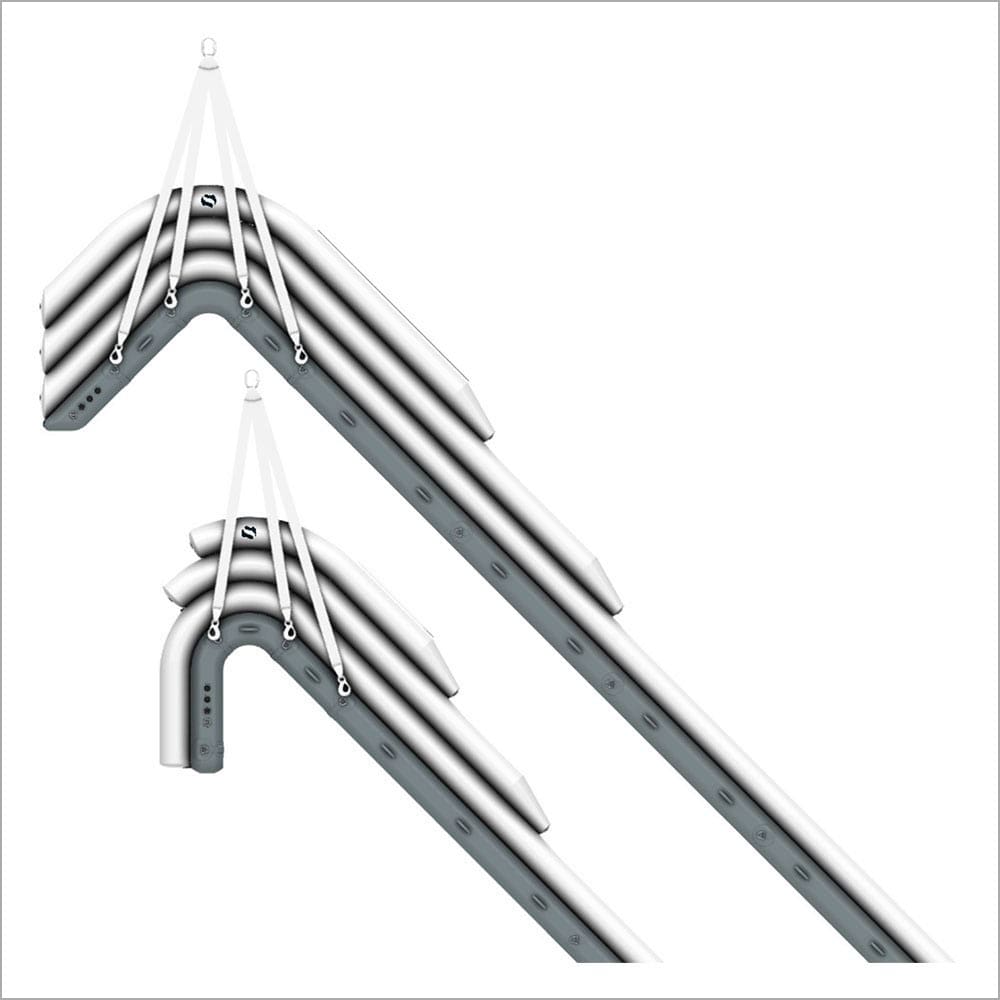 A pair of Yacht Slides, stainless steel rods with a hook on the end, suitable for use in inflatable games.