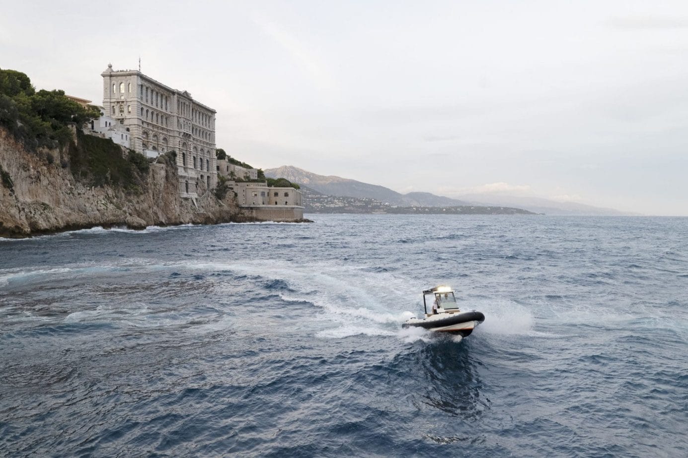 Small boat on the water near Monaco