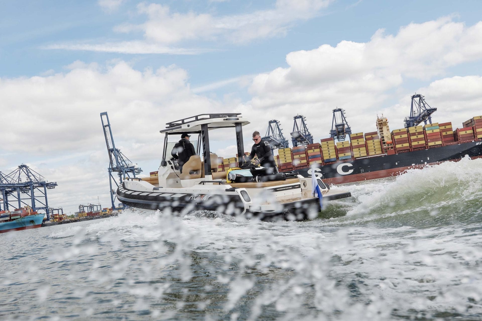 Small boat on the water near Monaco
