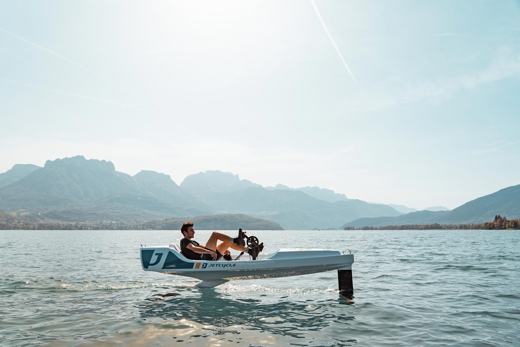 Man sitting down riding an Awake eFoil