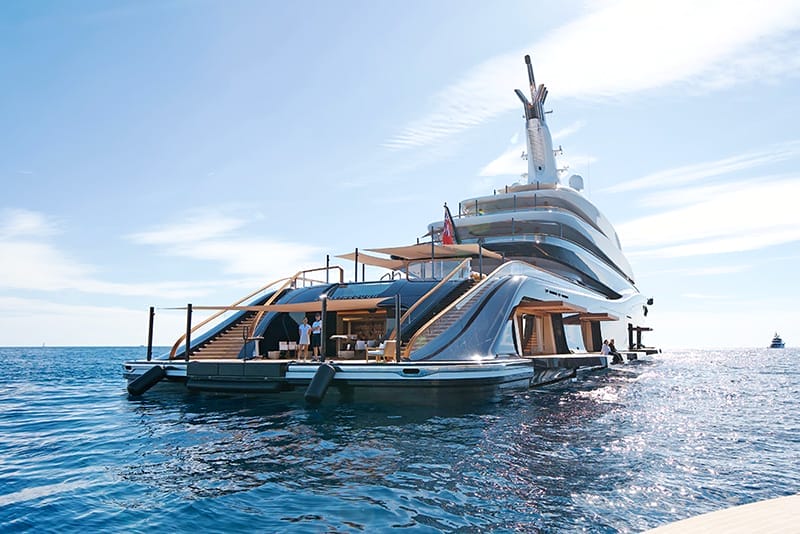 A set of stairs with a black and wood design, perfect for deck equipment.